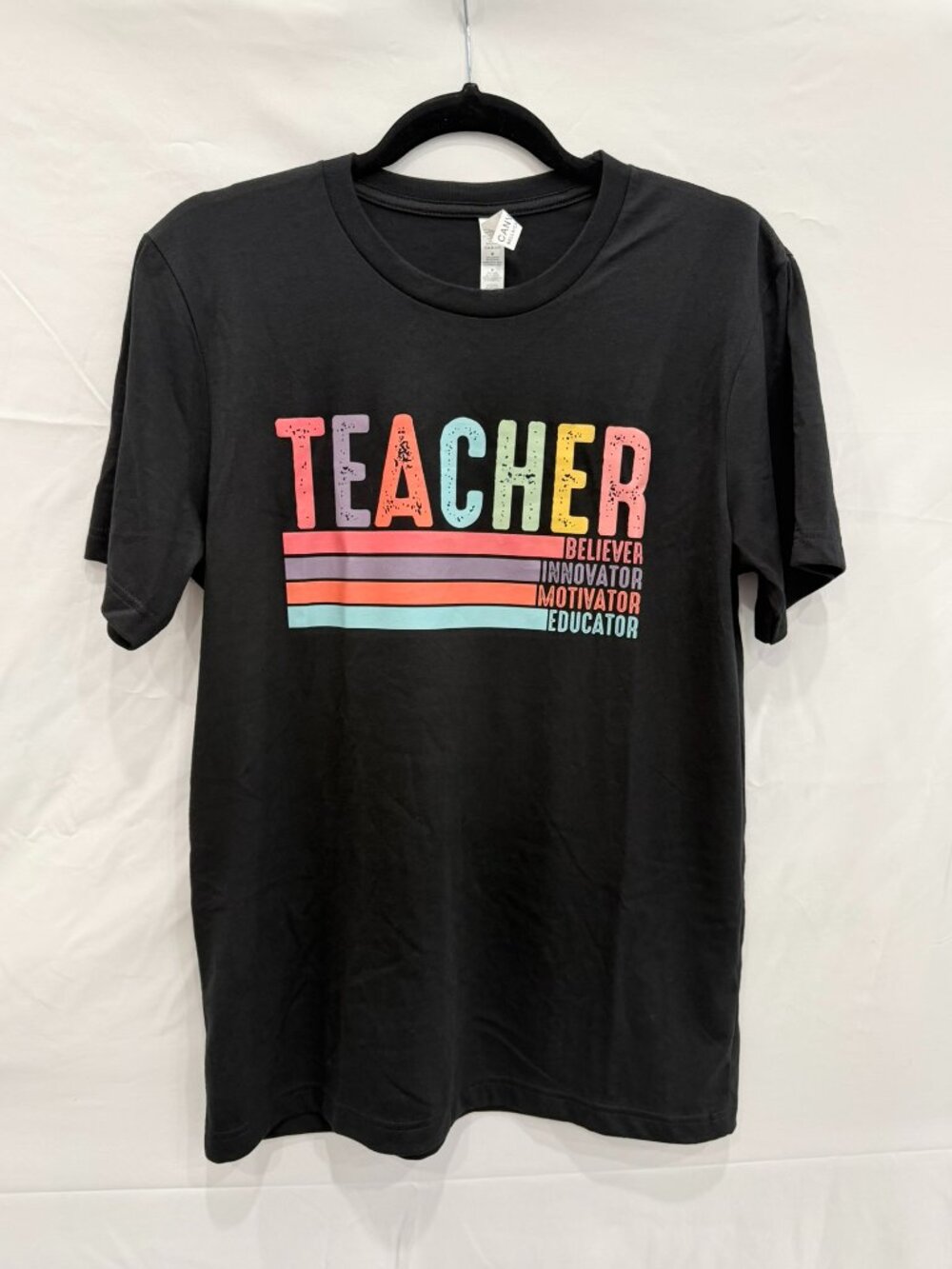 Medium teacher graphic tee, NWOT, bold lettering, inspirational
